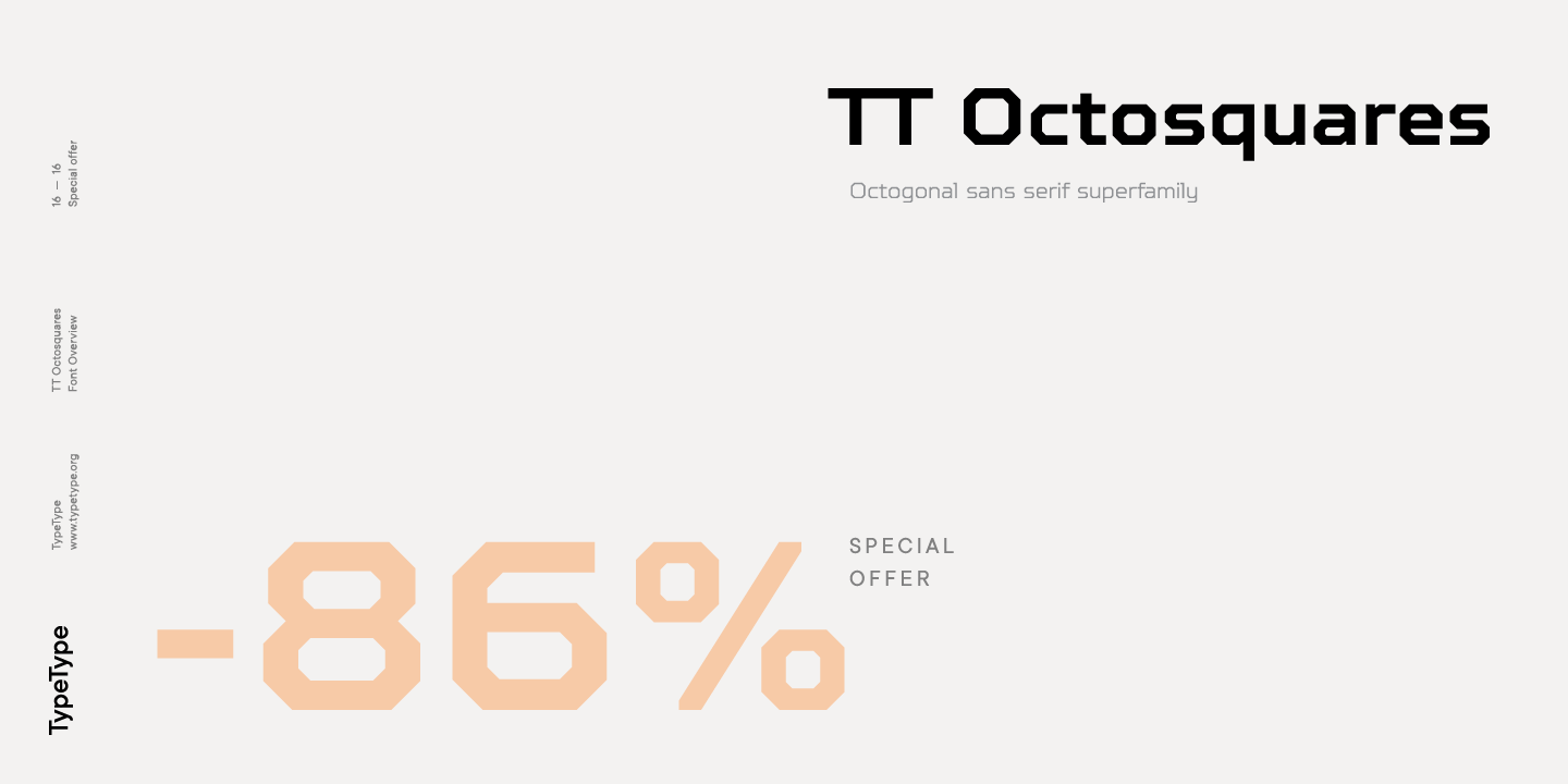 Przykład czcionki TT Octosquares Compressed Medium Italic